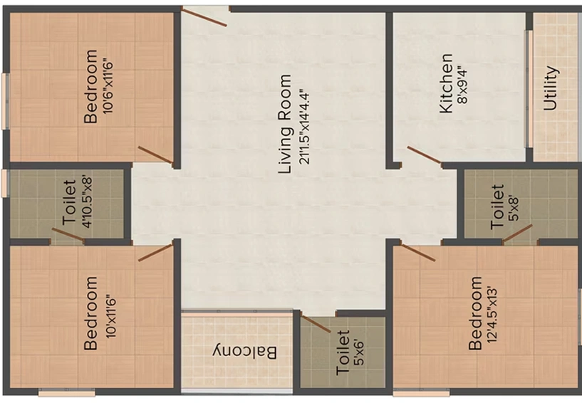 3 BHK Flat in Trishala Luxor Apartments in Kondapur, Hyderabad - Image 803766