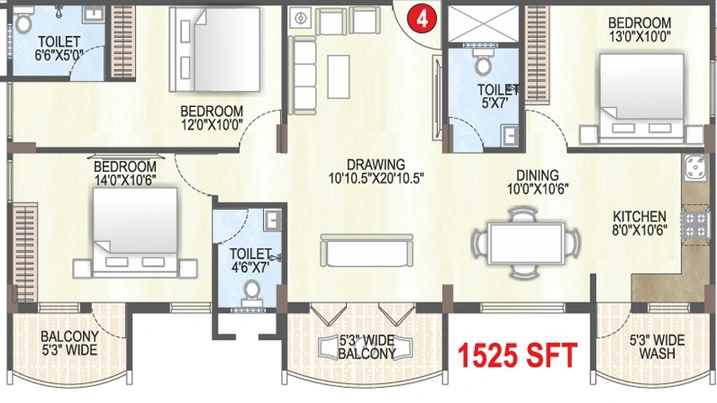 2 BHK Flat in Trishala Saffron Sanathan in Nallagandla, Hyderabad - Image 803779