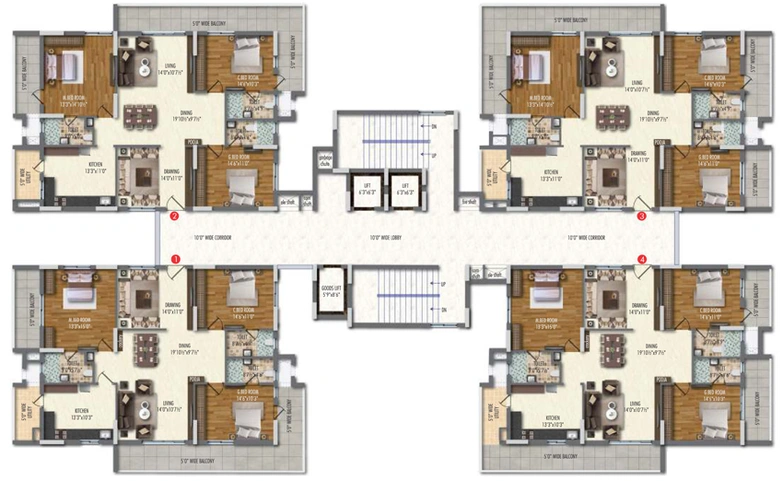Floor Plan of Ananda The Ozone Heights in Osman Nagar, Hyderabad - Image 132354