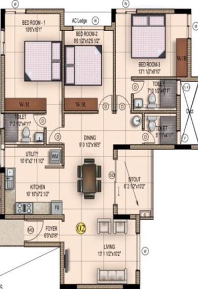 3 BHK Flat in Mahindra Iris Court in Chengalpattu, Chennai - Image 803808