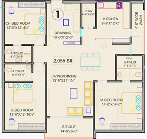 3 BHK Flat in Ananda Aryamitra Pine Tree in Manikonda, Hyderabad - Image 803827