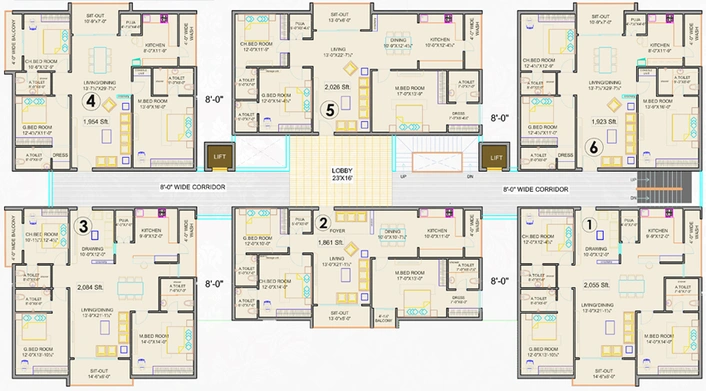 Floor Plan of Ananda Aryamitra Pine Tree in Manikonda, Hyderabad - Image 132389