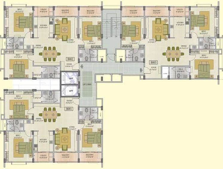Floor Plan of NR Royal Park Residency in Thanisandra, Bangalore - Image 132494