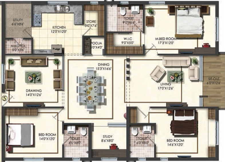 3 BHK Flat in Annapurna White House Celestia in Banjara Hills, Hyderabad - Image 803871