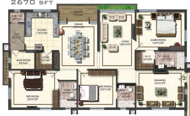 3 BHK Flat in Annapurna White House Celestia in Banjara Hills, Hyderabad - Image 803872