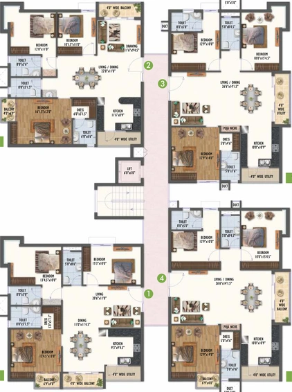 Floor Plan of Ayyanna Prestige in Kondapur, Hyderabad - Image 132555
