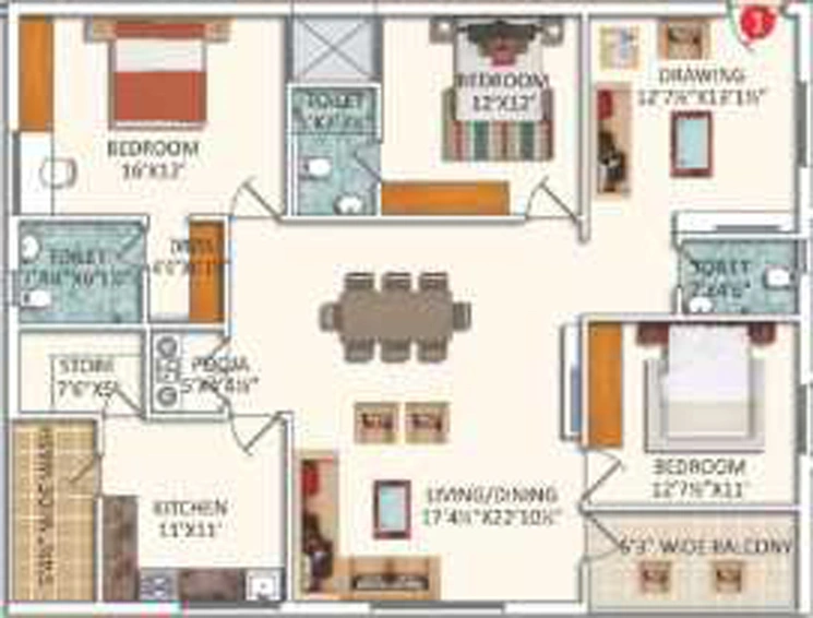 3 BHK Flat in Beema Pride in Kompally, Hyderabad - Image 803886