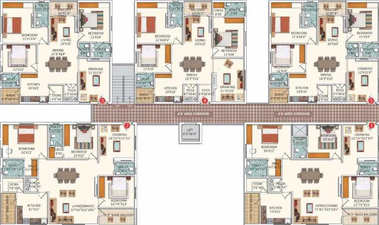 Floor Plan of Beema Pride in Kompally, Hyderabad - Image 132583