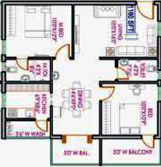 2 BHK Flat in Dollfines Durga County in Hafeezpet, Hyderabad - Image 803899