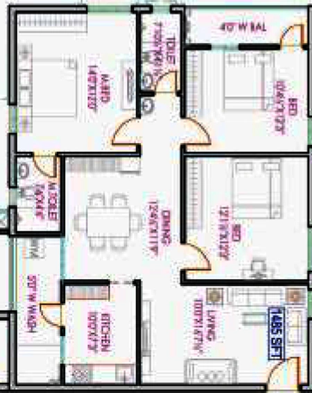3 BHK Flat in Dollfines Durga County in Hafeezpet, Hyderabad - Image 803900