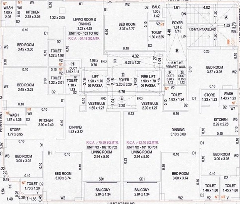 Floor Plan of Rushabh Sky Ambience in Paldi, Ahmedabad - Image 92445