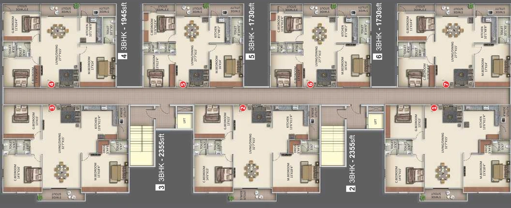 Floor Plan of Aritha GBR Dhanwin Towers in Bowrampet, Hyderabad - Image 132675