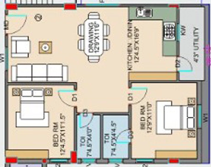 2 BHK Flat in Avantikas Godavari in Gopanpally, Hyderabad - Image 803923