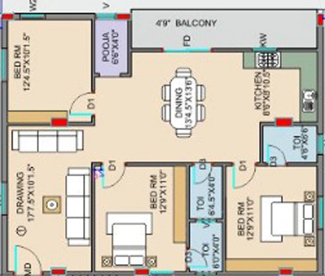 2 BHK Flat in Avantikas Godavari in Gopanpally, Hyderabad - Image 803924