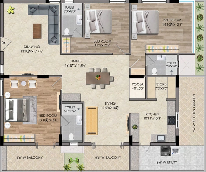 3 BHK Flat in Bharathi Lake Woods in Kompally, Hyderabad - Image 804871