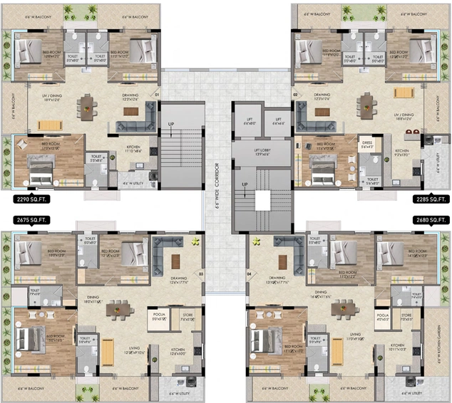 Floor Plan of Bharathi Lake Woods in Kompally, Hyderabad - Image 133520