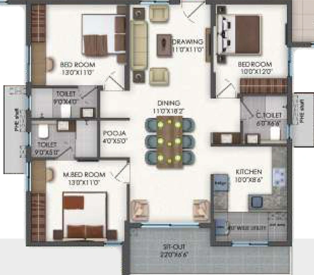 3 BHK Flat in Bhavyas Tulasivanam Aarna in Kukatpally, Hyderabad - Image 804890