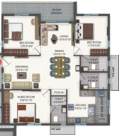 3 BHK Flat in Bhavyas Tulasivanam Aarna in Kukatpally, Hyderabad - Image 804891