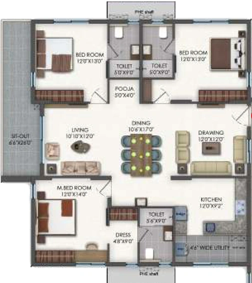 3 BHK Flat in Bhavyas Tulasivanam Aarna in Kukatpally, Hyderabad - Image 804892