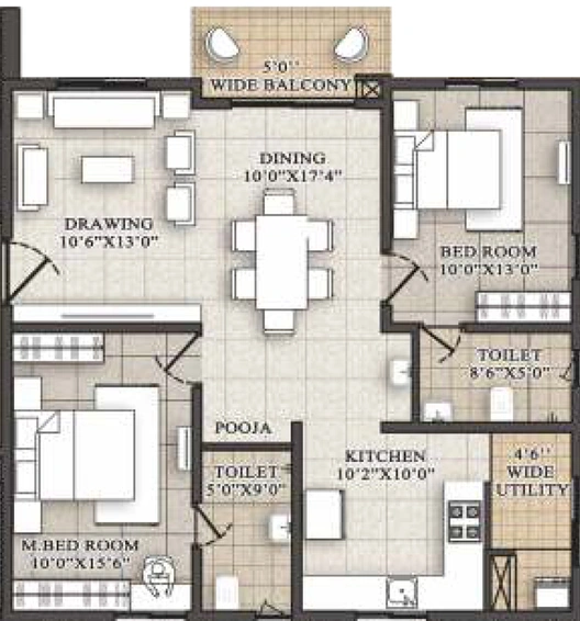 2 BHK Flat in Bhavyas Tulasivanam Avani in Kukatpally, Hyderabad - Image 804893