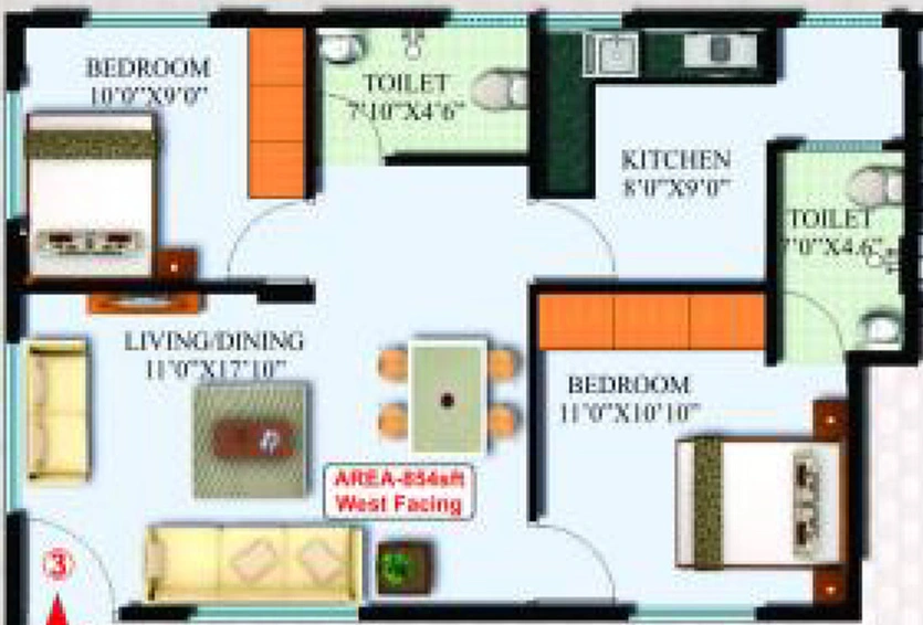 2 BHK Flat in Design Aashrayam in Electronic City, Bangalore - Image 804897