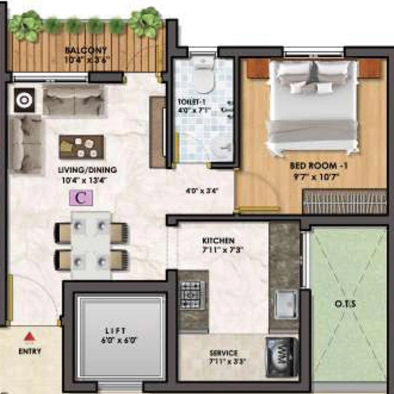 1 BHK Flat in Obel Central Park in Kolathur, Chennai - Image 804911