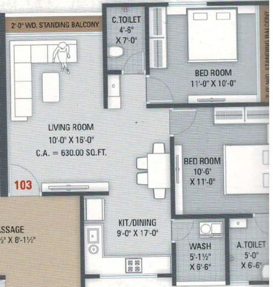 2 BHK Flat in Kinar Heights in Pal, Surat - Image 695415