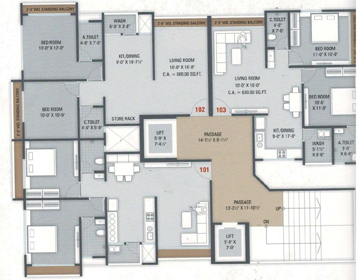 Floor Plan of Kinar Heights in Pal, Surat - Image 102384