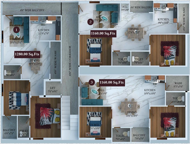 Floor Plan of DNR Adhya Residency in Ameenpur, Hyderabad - Image 133698