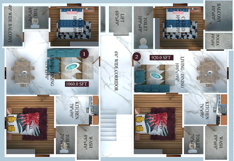 Floor Plan of DNR Adith Residency in Miyapur, Hyderabad - Image 133715