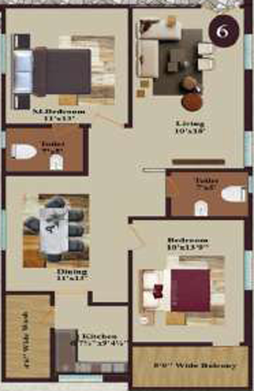 2 BHK Flat in DNR Ashoka Hill Park in Miyapur, Hyderabad - Image 804956
