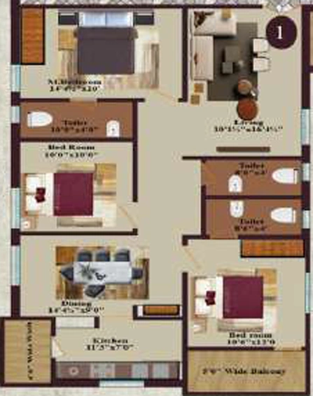 3 BHK Flat in DNR Ashoka Hill Park in Miyapur, Hyderabad - Image 804957