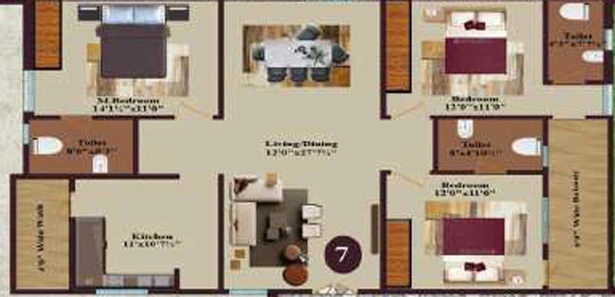 3 BHK Flat in DNR Ashoka Hill Park in Miyapur, Hyderabad - Image 804958