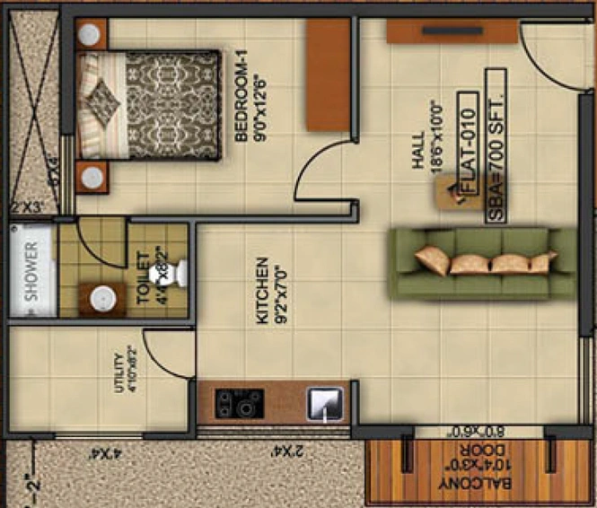 1 BHK Flat in Kritan Iris in Electronic City, Bangalore - Image 804971