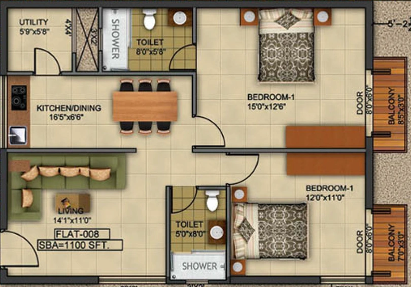 2 BHK Flat in Kritan Iris in Electronic City, Bangalore - Image 804973