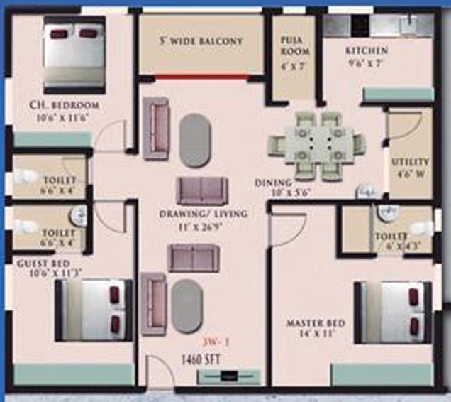 3 BHK Flat in Empire Meadows in Miyapur, Hyderabad - Image 804989