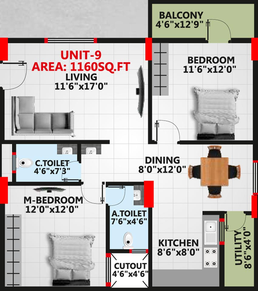 2 BHK Flat in Sahasra Serenity in Whitefield, Bangalore - Image 804995