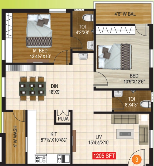 2 BHK Flat in Gothics Pranavam in Pragathi Nagar, Hyderabad - Image 805016