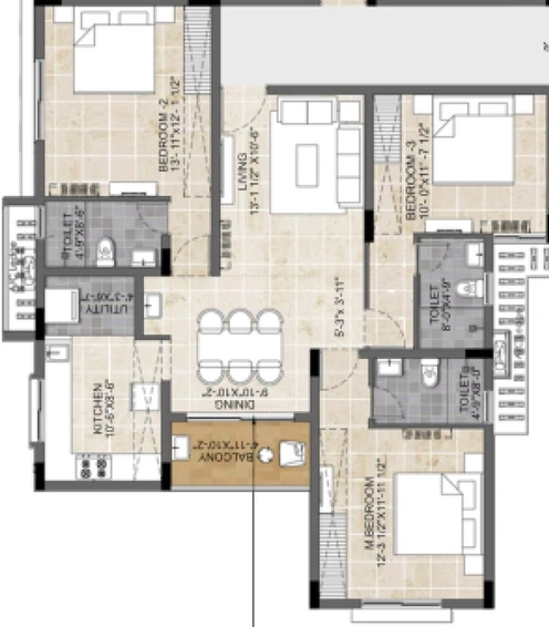 3 BHK Flat in Silversky Lakeside 3 in Puzhal, Chennai - Image 805029