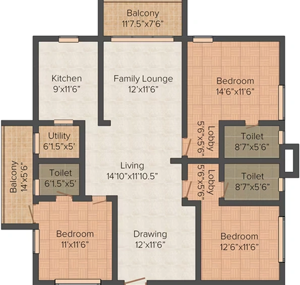 3 BHK Flat in Gowra Green Living in Manikonda, Hyderabad - Image 805043