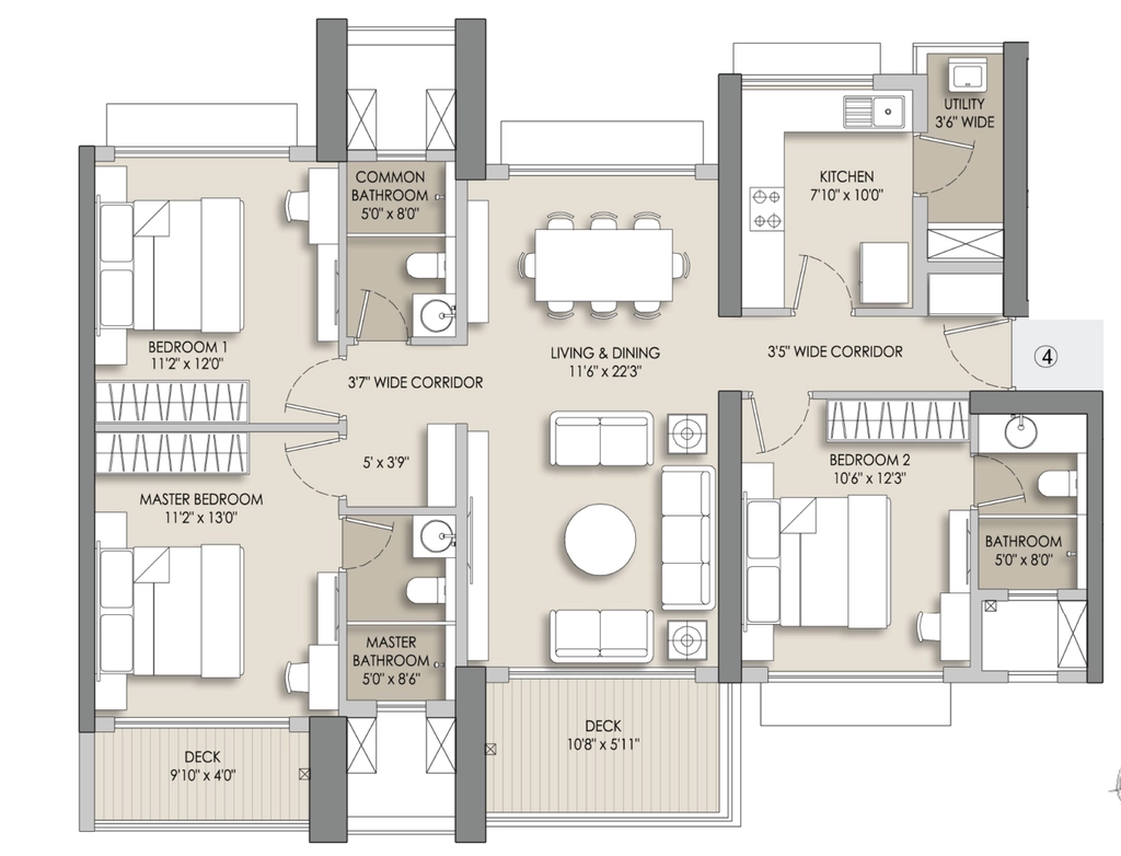 3 BHK Flat in Asteria Narang Courtyard in Pokhran, Thane - Image 619421