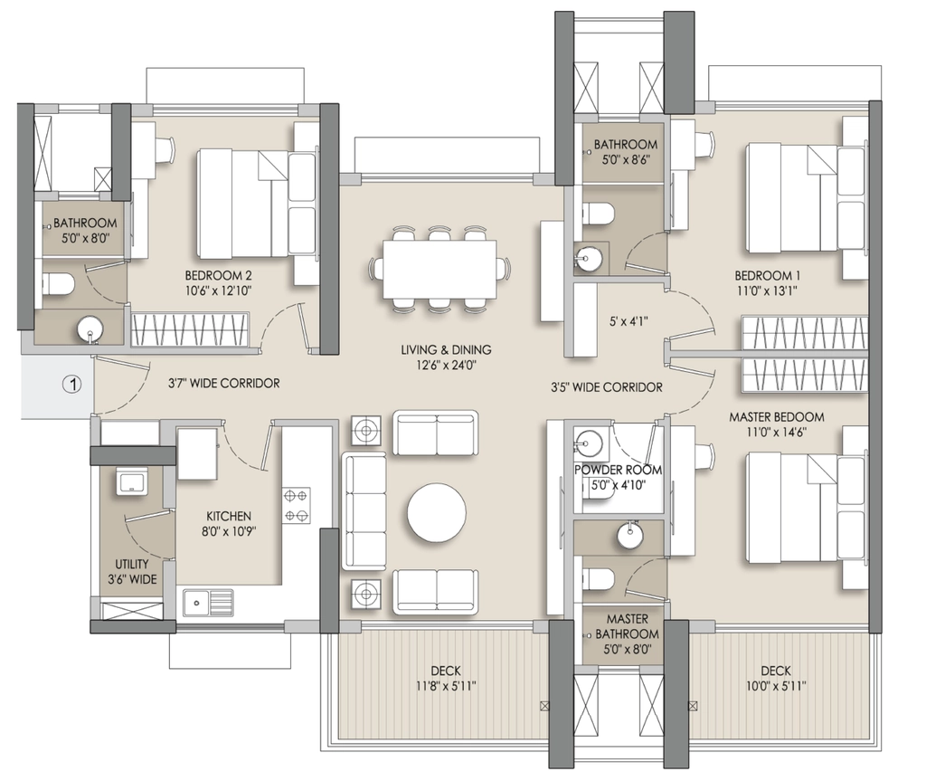 3 BHK Flat in Asteria Narang Courtyard in Pokhran, Thane - Image 619422