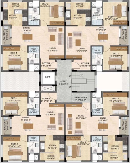 Floor Plan of Beavers Sahana Enclave in Valasaravakkam, Chennai - Image 134058