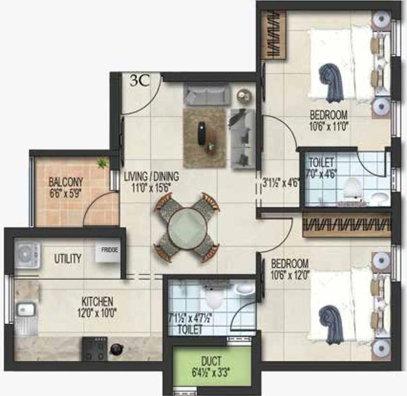 2 BHK Flat in Harmony Blossoms in Tambaram, Chennai - Image 805090