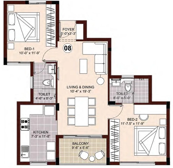 2 BHK Flat in Lancor Townsville in Mylapore, Chennai - Image 805101
