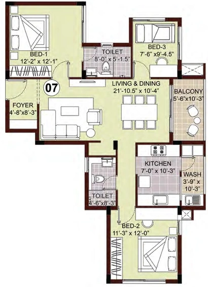 3 BHK Flat in Lancor Townsville in Mylapore, Chennai - Image 805102