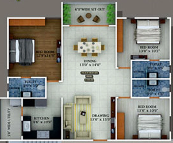 3 BHK Flat in Green Prime in Manikonda, Hyderabad - Image 805119