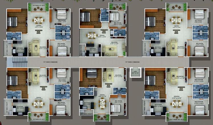 Floor Plan of Green Prime in Manikonda, Hyderabad - Image 134183