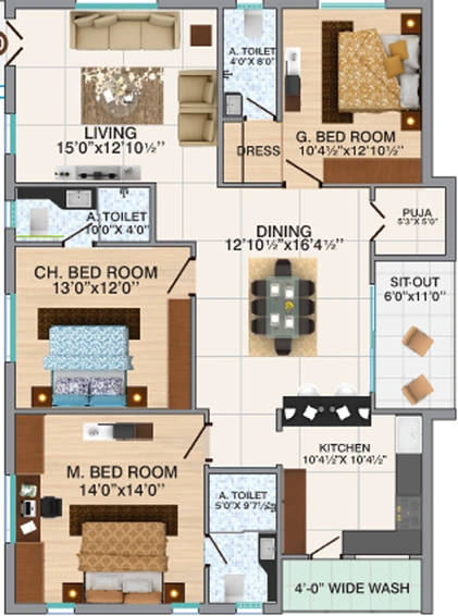 3 BHK Flat in Hallmark Primera The Hub in Manikonda, Hyderabad - Image 805124