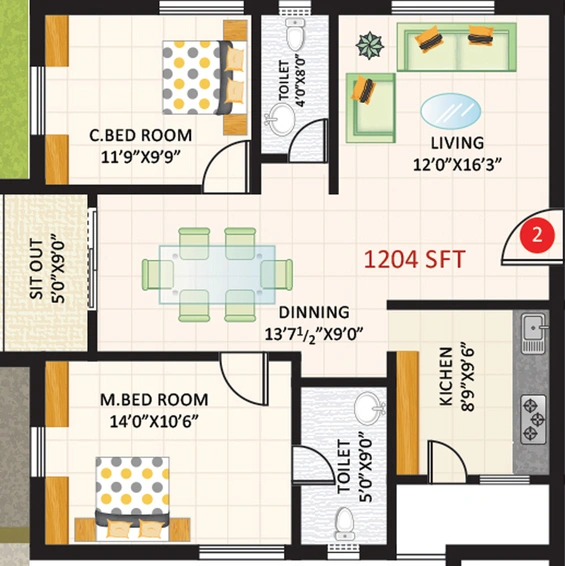 2 BHK Flat in Hallmark Spring Fields in Manikonda, Hyderabad - Image 805139